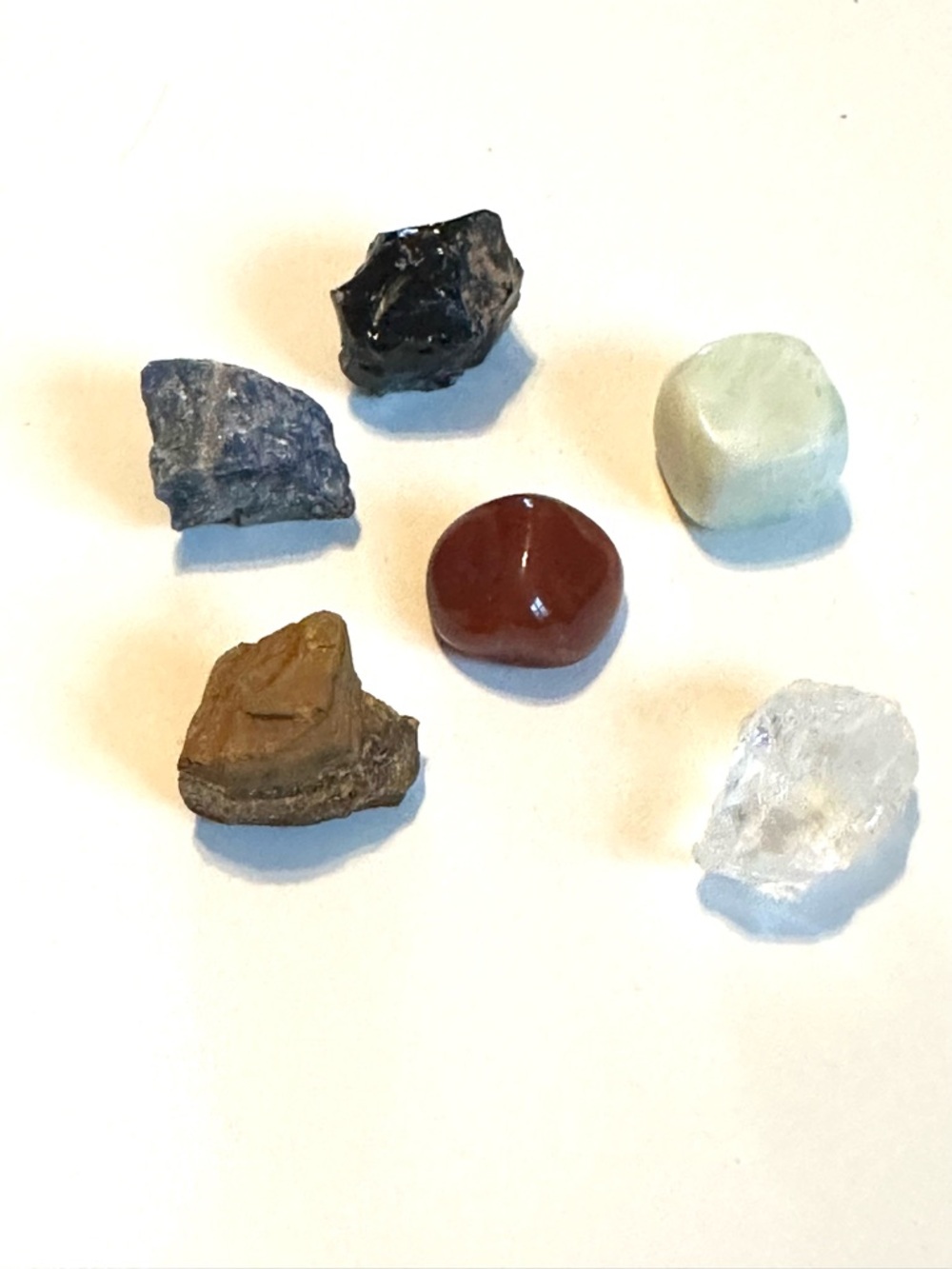 Assorted Tumbled Raw Gemstone Set Sodalite Tiger Carnelian Jade Obsidian Quartz
